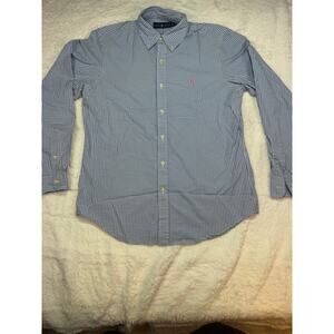 Ralph Lauren Classic Fit Gingham Button-Down Shirt Men’s M Blue Pink Pony